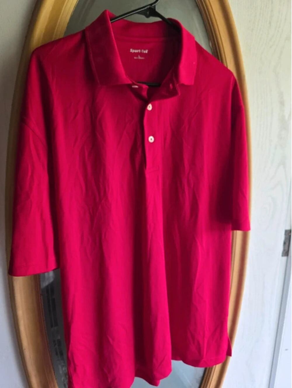 Sport-Tek Mens Size Large Hot Pink Moisture Wicking Short Sleeve Polo Shirt